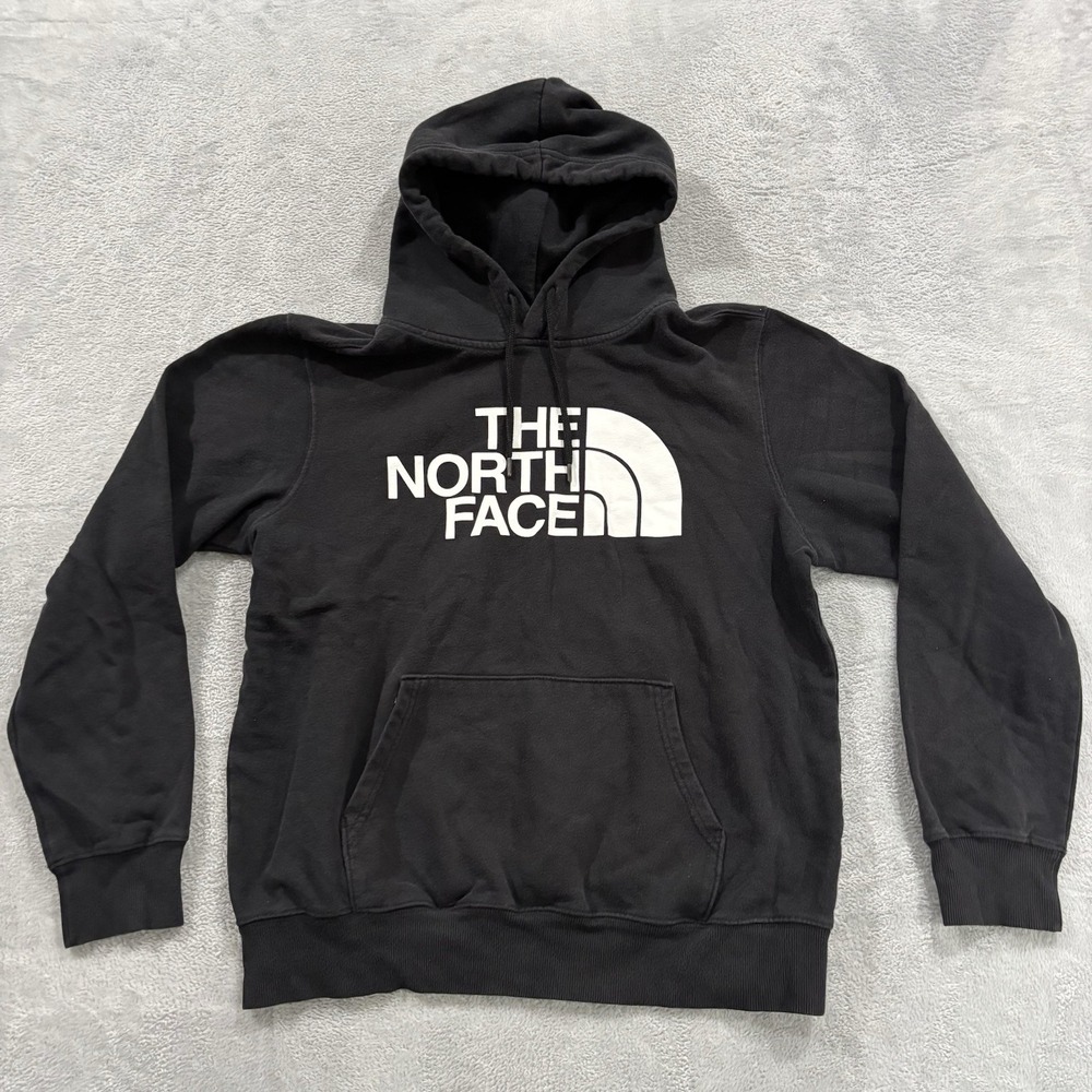 The North Face Hoodie Men's Large Sweatshirt Pullover Logo Fleece Y2K Black